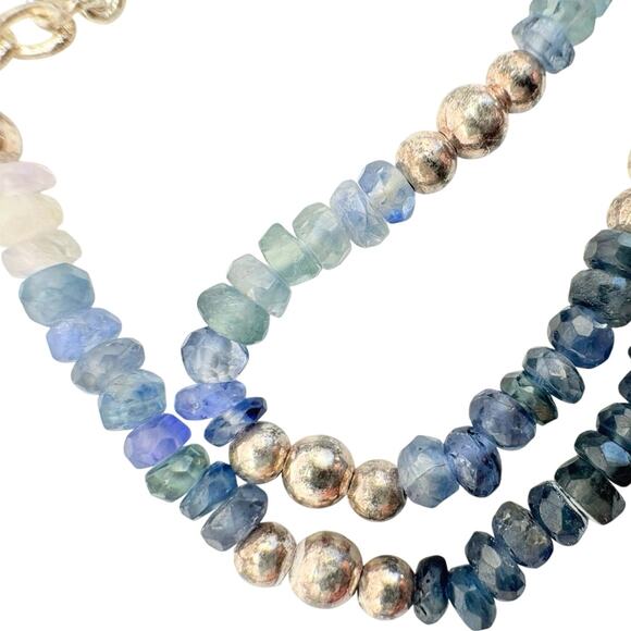 Multicolor Sapphire Necklace in Rainbow Ombré & Silver - Picture 6 of 7